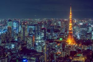東京タワーと東京都内の夜景
